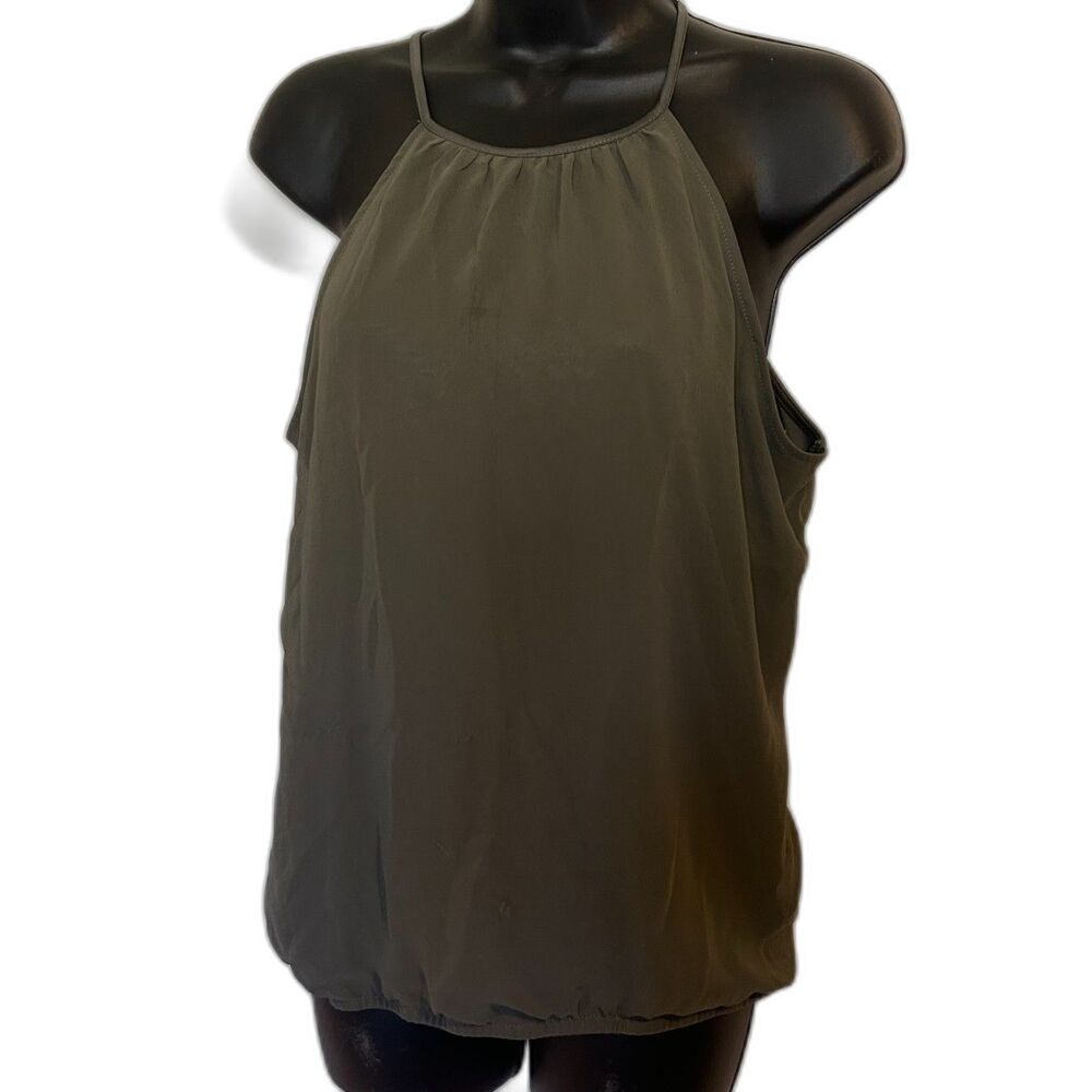 NWT Express Tank Top Olive Slit Back Bubble Hem Detail Small